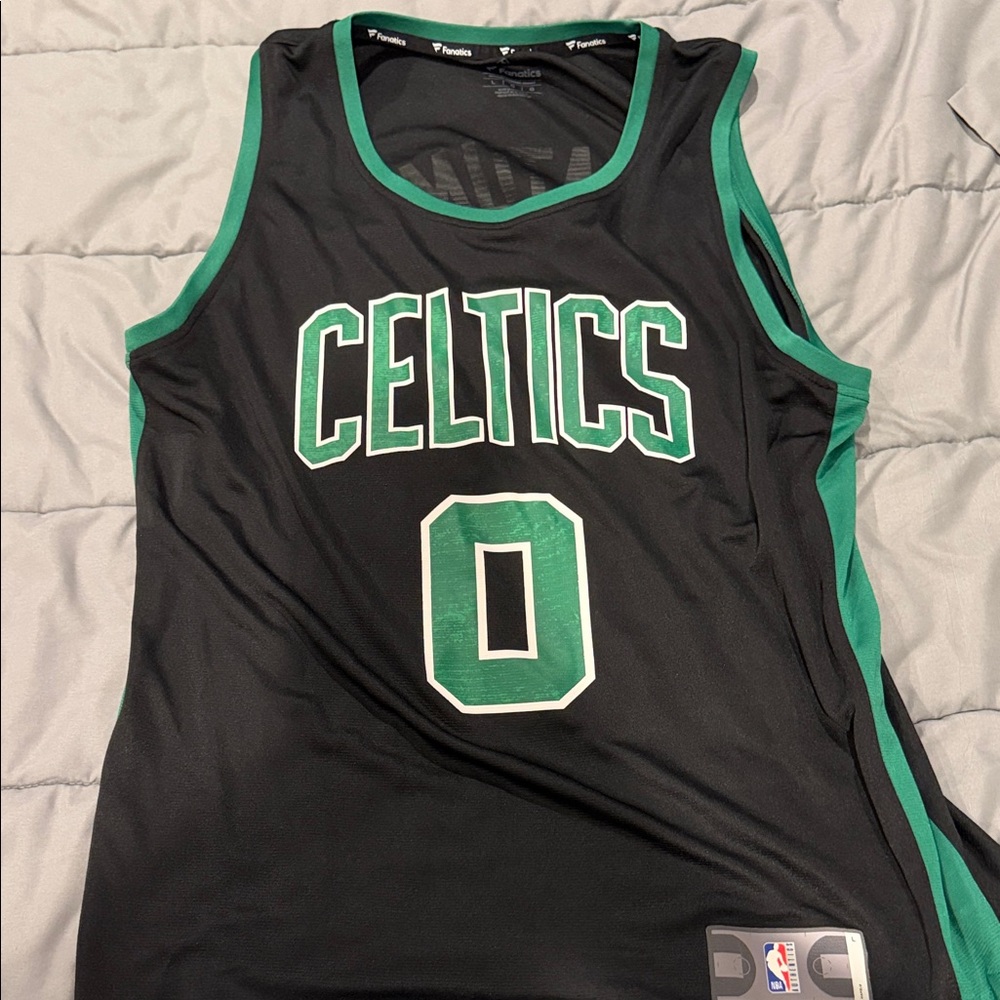 Jayson Tatum Celtics Black and Green Basketball Jersey